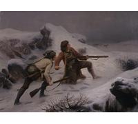 ARTXLXXBN Famous Painting Art Wall Decor Abstract Art Picture Reindeer Hunt by Knud Bergslien Animal Pictures for Home Decor 60x90cm