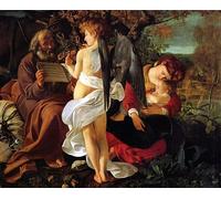 ARTXLXXBN Famous Painting Art Wall Decor Abstract Art Picture Rest on the Flight Into Egypt by Merisi Caravaggio Animal Pictures for Home Decor 60x90cm