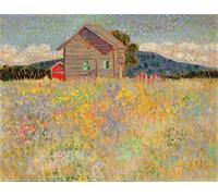 ARTXLXXBN Famous Painting Art Wall Decor Abstract Art Picture Small Wooden House in a Flowering Meadow by Konrad Magi Animal Pictures for Home Decor 60x90cm