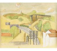 ARTXLXXBN Famous Painting Art Wall Decor Abstract Art Picture Study for the Meulan Viaduct by Roger De La Fresnaye Animal Pictures for Home Decor 60x90cm