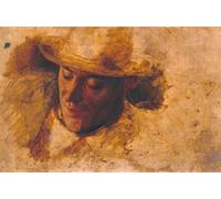 ARTXLXXBN Famous Painting Art Wall Decor Abstract Art Picture Study of a Man's Head for 'Picciola' Robert Braithwaite Martineau Animal Pictures for Home Decor 60x90cm
