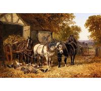 ARTXLXXBN Famous Painting Art Wall Decor Abstract Art Picture the Hay Cart by John Frederick Herring Jnr. Animal Pictures for Home Decor 60x90cm
