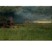 ARTXLXXBN Famous Painting Art Wall Decor Abstract Art Picture the Lonely Farm Nantucket by George Inness Animal Pictures for Home Decor 60x90cm