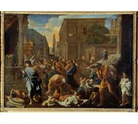 ARTXLXXBN Famous Painting Art Wall Decor Abstract Art Picture the Plague of Asdod Says the Philistines Struck by Nicolas Poussin Animal Pictures for Home Decor 60x90cm