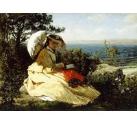 ARTXLXXBN Famous Painting Art Wall Decor Abstract Art Picture the Woman with the Parasol Bay of Douarnenez by Jules Breton Animal Pictures for Home Decor 60x90cm