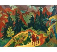 ARTXLXXBN Famous Painting Art Wall Decor Abstract Art Picture Two Girls Sitting At the Table by Ernst Ludwig Kirchner Animal Pictures for Home Decor 60x90cm