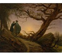 ARTXLXXBN Famous Painting Art Wall Decor Abstract Art Picture Two men contemplating the moon by Caspar David Friedrich Animal Pictures for Home Decor 60x90cm