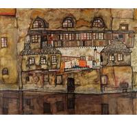ARTXLXXBN Famous Painting Art Wall Decor Abstract Art Picture Wall of houses on the river Painting by Egon Schiele Animal Pictures for Home Decor 60x90cm