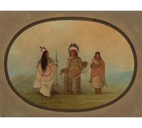 ARTXLXXBN Famous Painting Canvas Artwork Graffiti Print a Crow Chief a Warriories and His Wife by George Catlin Portrait Canvas Image for Home Decor 60x90cm