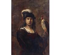 ARTXLXXBN Famous Painting Canvas Artwork Graffiti Print A falconer, Standing half length, in a Feathered hat by Rembrandt van Rijn Portrait Canvas Image for Home Decor 60x90cm
