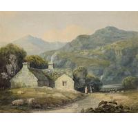 ARTXLXXBN Famous Painting Canvas Artwork Graffiti Print a Farmhouse At Llanberis North Wales by David Cox Portrait Canvas Image for Home Decor 60x90cm