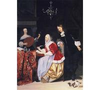 ARTXLXXBN Famous Painting Canvas Artwork Graffiti Print a Young Woman Composing Music by Gabriel Metsu Portrait Canvas Image for Home Decor 60x90cm