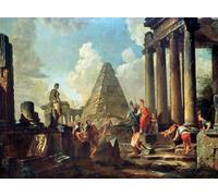 ARTXLXXBN Famous Painting Canvas Artwork Graffiti Print Alexander Iiithe Great Before the Tomb of Achilles by Paolo Pannini Portrait Canvas Image for Home Decor 60x90cm