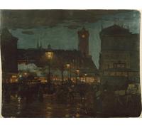 ARTXLXXBN Famous Painting Canvas Artwork Graffiti Print Alexander Square Berlin At Night by Karl Langhammer Portrait Canvas Image for Home Decor 60x90cm