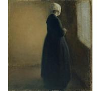 ARTXLXXBN Famous Painting Canvas Artwork Graffiti Print an Old Woman Standing by Vilhelm Hammershøi Portrait Canvas Image for Home Decor 60x90cm