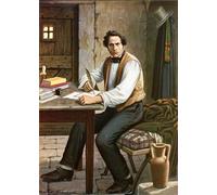 ARTXLXXBN Famous Painting Canvas Artwork Graffiti Print F Domenico Guerrazzi in Portoferraio Prison Writing His Novel by Tancredi Scarpelli Portrait Canvas Image for Home Decor 60x90cm