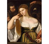 ARTXLXXBN Famous Painting Canvas Artwork Graffiti Print Girl Before the Mirror by Tiziano Vecelli Portrait Canvas Image for Home Decor 60x90cm