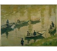 ARTXLXXBN Famous Painting Canvas Artwork Graffiti Print Group of Fishermen on the Seine Near Poissy by Claude Monet Portrait Canvas Image for Home Decor 60x90cm