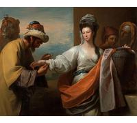 ARTXLXXBN Famous Painting Canvas Artwork Graffiti Print Isaacs Servant Tying the Bracelet on Rebeccas Arm by Benjamin West Portrait Canvas Image for Home Decor 60x90cm