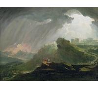 ARTXLXXBN Famous Painting Canvas Artwork Graffiti Print Joshua Commanding the Sun to Stand Still Upon Gibeon by John Martins Portrait Canvas Image for Home Decor 60x90cm