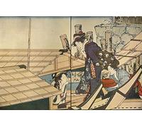 ARTXLXXBN Famous Painting Canvas Artwork Graffiti Print Lovers in an Upstairs Room by Kitagawa Utamaro Portrait Canvas Image for Home Decor 60x90cm