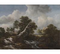 ARTXLXXBN Famous Painting Canvas Artwork Graffiti Print Low Waterfall in a Wooded Landscape with a Dead Beech Tree by Jacob Van Ruisdael Portrait Canvas Image for Home Decor 60x90cm