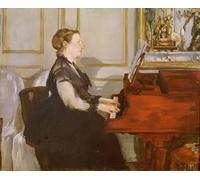 ARTXLXXBN Famous Painting Canvas Artwork Graffiti Print Madame Manet At the Piano by Edouard Manet Portrait Canvas Image for Home Decor 60x90cm