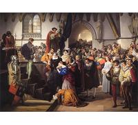 ARTXLXXBN Famous Painting Canvas Artwork Graffiti Print Mary Stuart As She Climbs the Scaffold by Francesco Hayez Portrait Canvas Image for Home Decor 60x90cm
