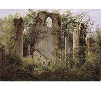 ARTXLXXBN Famous Painting Canvas Artwork Graffiti Print Monastery ruin Eldena near Greifswald ca by Caspar David Friedrich Portrait Canvas Image for Home Decor 60x90cm