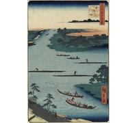 ARTXLXXBN Famous Painting Canvas Artwork Graffiti Print Nakagawa River Mouth March by Utagawa Hiroshige Portrait Canvas Image for Home Decor 60x90cm