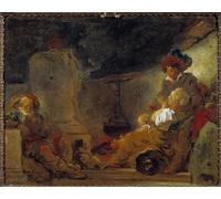 ARTXLXXBN Famous Painting Canvas Artwork Graffiti Print Night Scene Called the Dream of the Beggar Painting by Jean Honore Fragonar Portrait Canvas Image for Home Decor 60x90cm