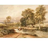 ARTXLXXBN Famous Painting Canvas Artwork Graffiti Print No Returning From the Hayfield with a Distant View of Haddon Hall by David Cox Portrait Canvas Image for Home Decor 60x90cm