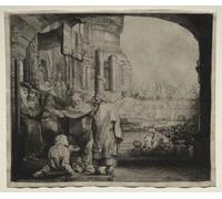 ARTXLXXBN Famous Painting Canvas Artwork Graffiti Print Peter and john healing the cripple at the gate of the temple by Rembrandt van Rijn Portrait Canvas Image for Home Decor 60x90cm