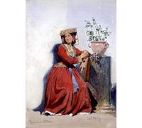 ARTXLXXBN Famous Painting Canvas Artwork Graffiti Print Portrait of an Italian Country Girl by Carl Haag Portrait Canvas Image for Home Decor 60x90cm