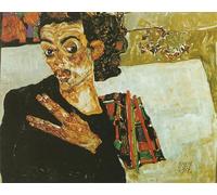 ARTXLXXBN Famous Painting Canvas Artwork Graffiti Print Self-portrait with black container by Egon Schiele Portrait Canvas Image for Home Decor 60x90cm