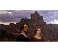 ARTXLXXBN Famous Painting Canvas Artwork Graffiti Print Self Portrait with the Artist's Wife Before Anticoli Corrado by Edward Okun Portrait Canvas Image for Home Decor 60x90cm