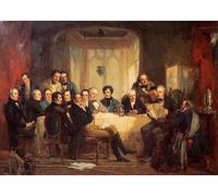 ARTXLXXBN Famous Painting Canvas Artwork Graffiti Print Sir Walterand His Friends At Abbotsford by Thomas Faed Portrait Canvas Image for Home Decor 60x90cm