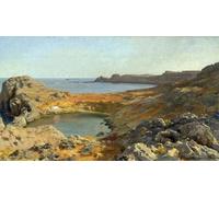 ARTXLXXBN Famous Painting Canvas Artwork Graffiti Print St. Paul Bay at Lindos Rhodes Lord Frederick Leighton Portrait Canvas Image for Home Decor 60x90cm