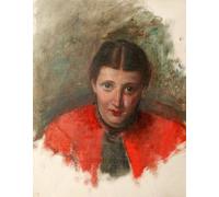 ARTXLXXBN Famous Painting Canvas Artwork Graffiti Print the Artist's Wife in a Red Cape by Robert Braithwaite Martineau Portrait Canvas Image for Home Decor 60x90cm