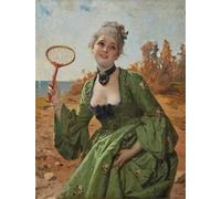 ARTXLXXBN Famous Painting Canvas Artwork Graffiti Print the Badminton Players by Eleuterio Pagliano Portrait Canvas Image for Home Decor 60x90cm