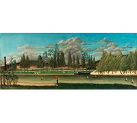 ARTXLXXBN Famous Painting Canvas Artwork Graffiti Print the Canal and Landscape with Tree Trunks by Henri Rousseau Portrait Canvas Image for Home Decor 60x90cm