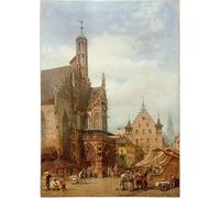 ARTXLXXBN Famous Painting Canvas Artwork Graffiti Print the Church of Our Lady in Nuremberg by Carl Haag Portrait Canvas Image for Home Decor 60x90cm