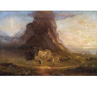 ARTXLXXBN Famous Painting Canvas Artwork Graffiti Print The Cross and the World: Study for 'Two Youths Enter Upon a Polgrimage' Cole Portrait Canvas Image for Home Decor 60x90cm