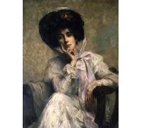 ARTXLXXBN Famous Painting Canvas Artwork Graffiti Print the Edwardian Hat by Ambrose Mcevoy Portrait Canvas Image for Home Decor 60x90cm