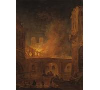 ARTXLXXBN Famous Painting Canvas Artwork Graffiti Print the Fire of Hotel dieu in Paris by Hubert Robert Portrait Canvas Image for Home Decor 60x90cm