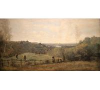 ARTXLXXBN Famous Painting Canvas Artwork Graffiti Print The heights of Sèvres. Close pastures by Jean Baptiste Camille Corot Portrait Canvas Image for Home Decor 60x90cm