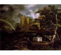 ARTXLXXBN Famous Painting Canvas Artwork Graffiti Print the Jewish Cemetery by Jacob Van Ruisdael Portrait Canvas Image for Home Decor 60x90cm