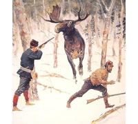 ARTXLXXBN Famous Painting Canvas Artwork Graffiti Print the Moose Hunt by Frederic Remington Portrait Canvas Image for Home Decor 60x90cm