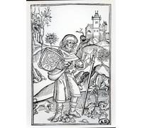 ARTXLXXBN Famous Painting Canvas Artwork Graffiti Print the Pilgrim with His Dog in Front of a Castle Frontispiece Illustration by Albrecht Dürer Portrait Canvas Image for Home Decor 60x90cm