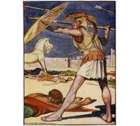 ARTXLXXBN Famous Painting Canvas Artwork Graffiti Print the Point of the Spear Flew Over the Left Shoulder of Patroclus by William Heath Robinson Portrait Canvas Image for Home Decor 60x90cm